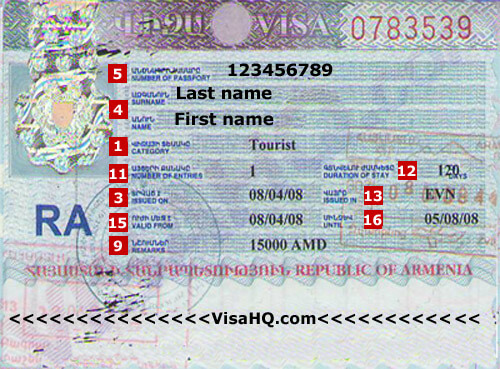 Visa de Armenia Visa de Armenia
