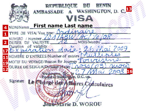 Visa de Benin Visa de Benin