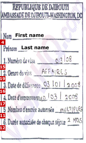 Visa de República de Djibouti Visa de República de Djibouti