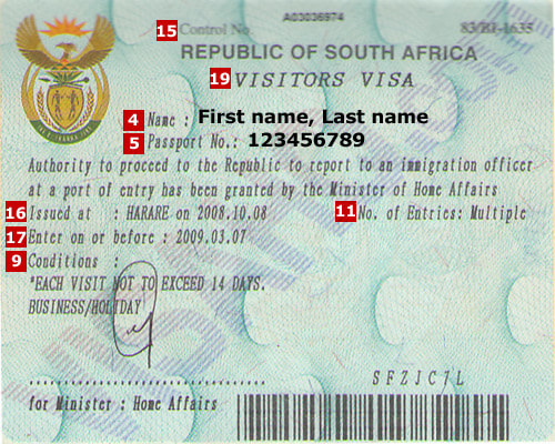 Visa de Sudáfrica Visa de Sudáfrica