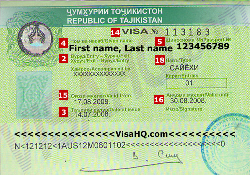 Visa de Tajikistan Visa de Tajikistan